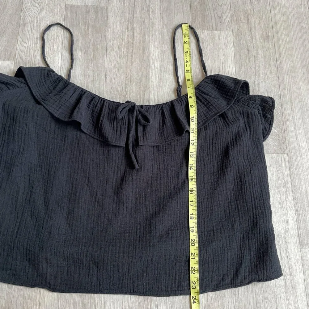 J. Crew Ruffle Soft Gauze Camisole Black Size XXL NEW NWT
